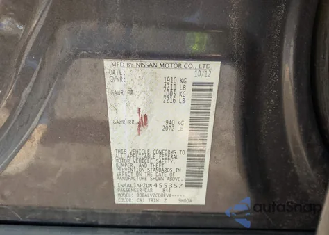 2013 Nissan Altima 2.5 Sl из США, поврежденный, VIN 1N4AL3AP2DN455357